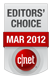 CNET Editors Choice Award for 2012