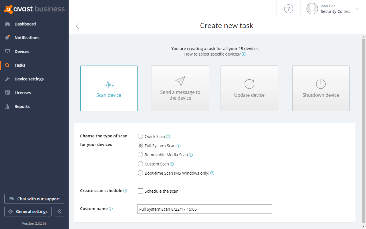 Schedule tasks and make sure that scans or updates happen precisely when you want them to.