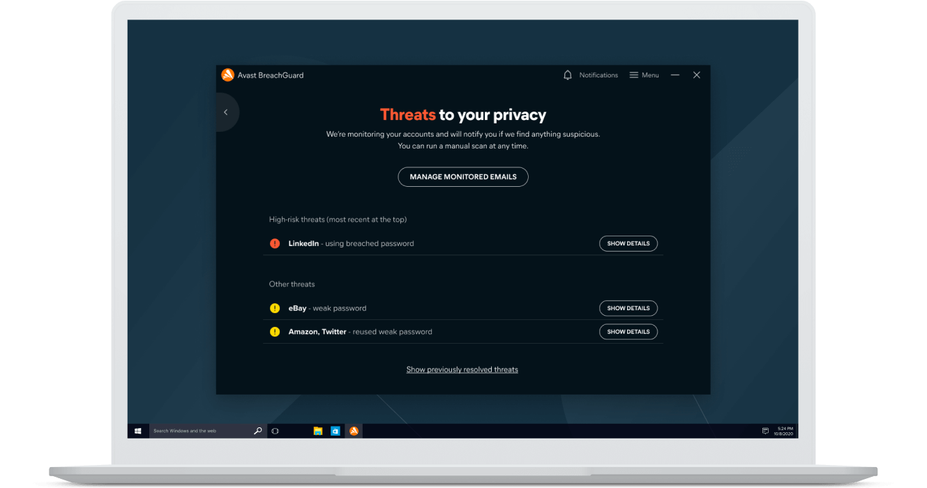 avast password manager backup email expired