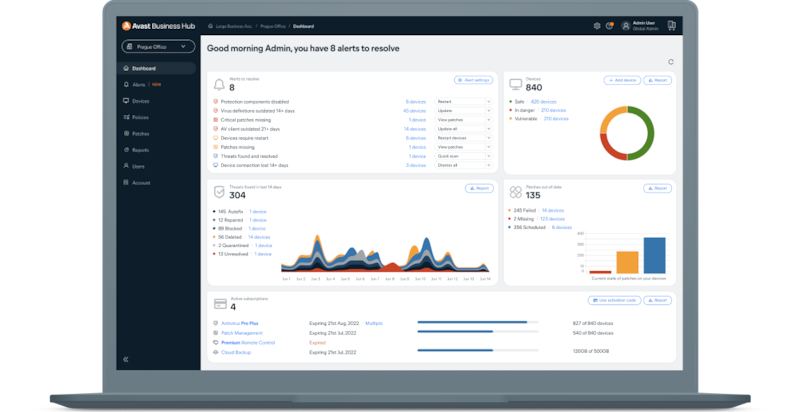 Manage all your Avast Business solutions in one easy-to-use platform