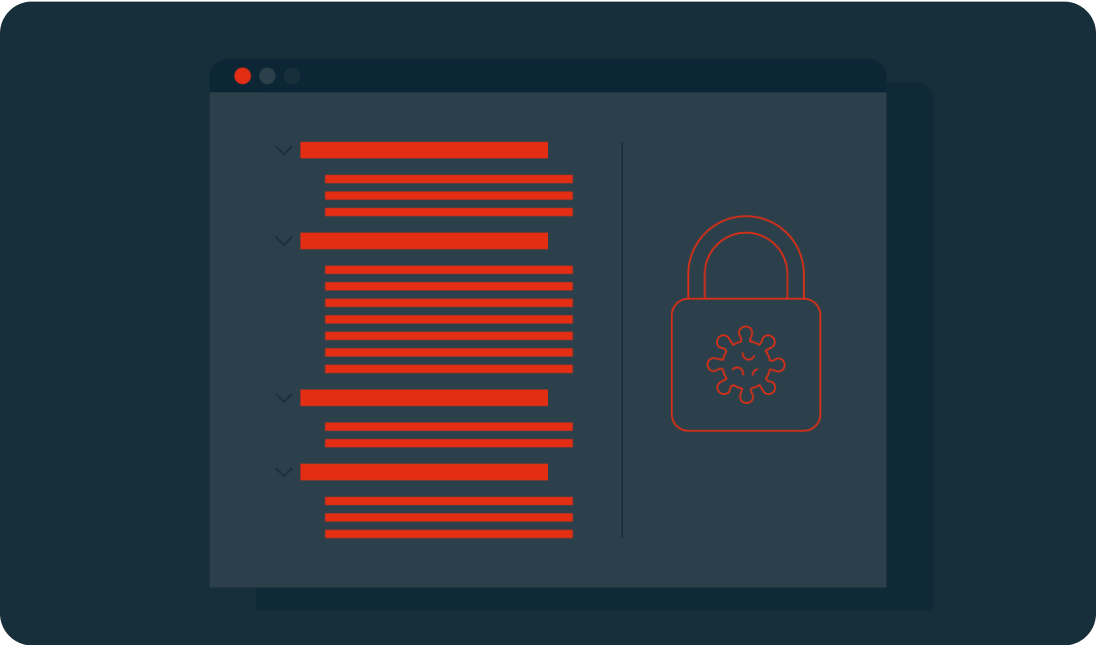 A diagram of a computer window, displaying an encrypted document alongside the image of a padlock.