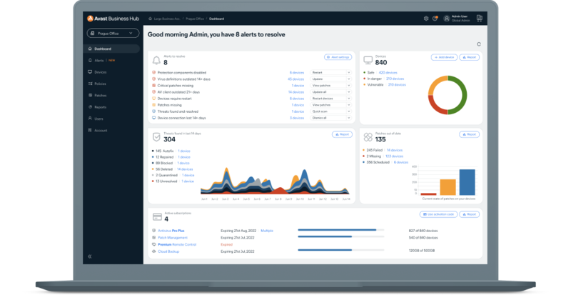 Manage all your Avast Business solutions in one easy-to-use platform