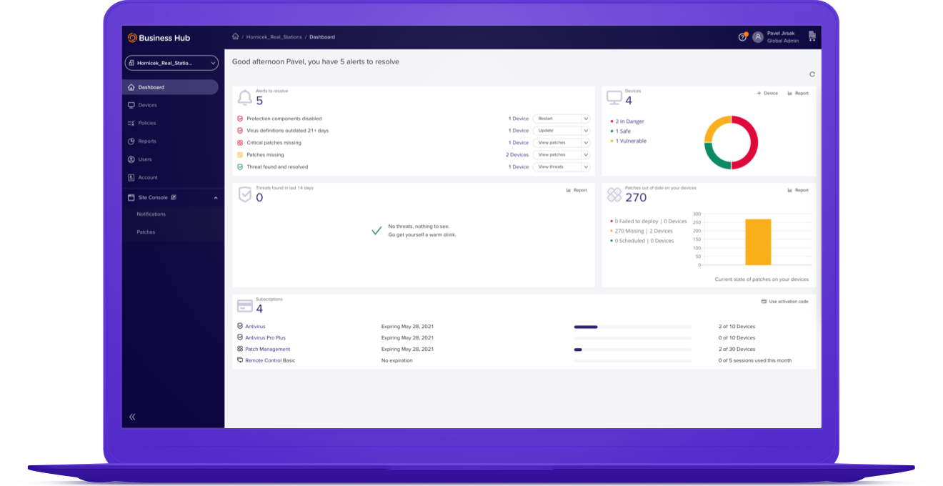 Avast Business Management Console