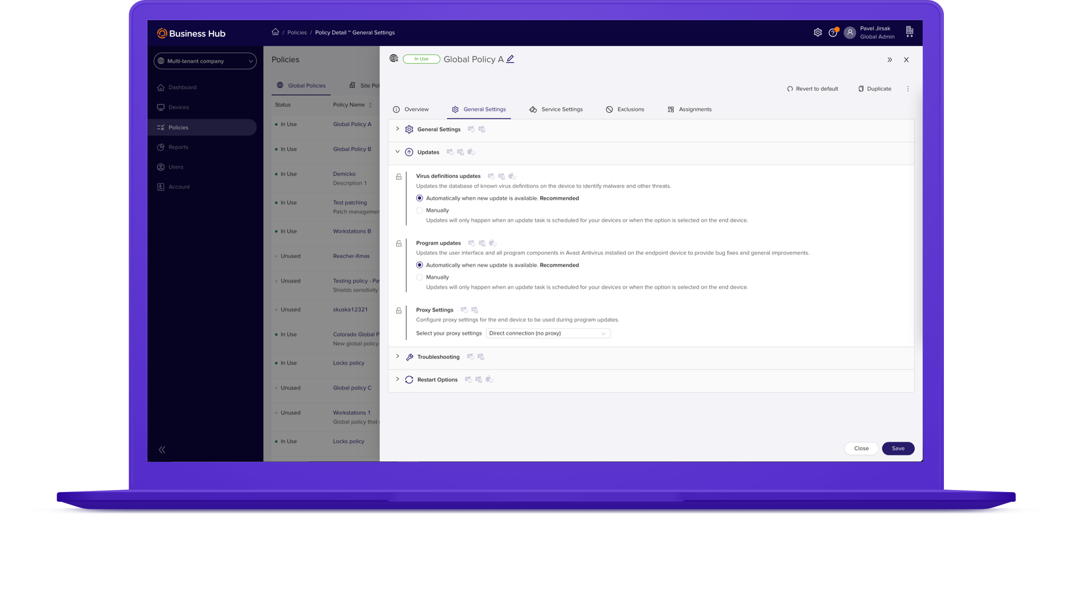 Avast Business Hub Plateforme de sécurité multicouches